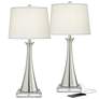 Watch A Video About the 360 Lighting Karl Brushed Nickel USB Lamps Set of 2 with Full Range Dimmers