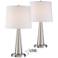 Karla Brushed Steel USB Table Lamps w/ 9W LED Bulb Set of 2