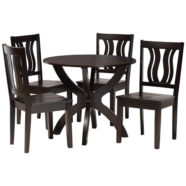 Image 1 Karla Dark Brown Wood 5-Piece Dining Table and Chair Set