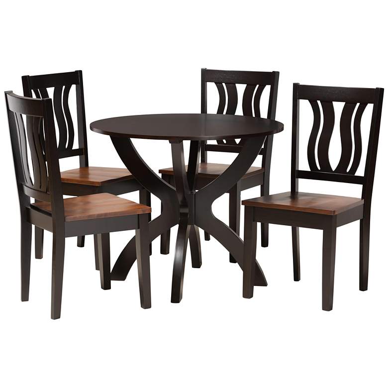 Image 1 Karla Two-Tone Brown Wood 5-Piece Dining Table and Chair Set