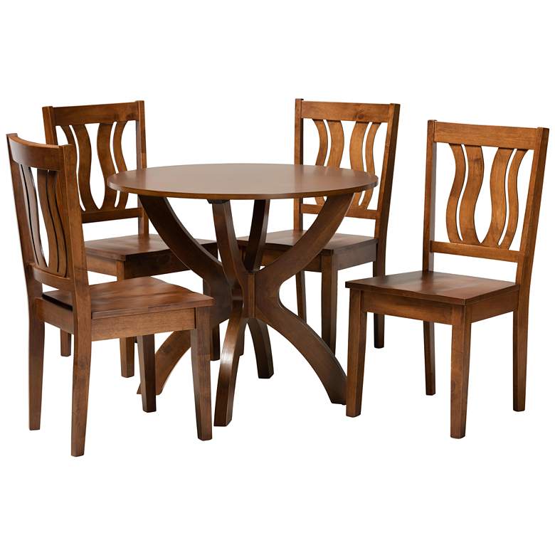 Image 1 Karla Walnut Brown Wood 5-Piece Dining Table and Chair Set