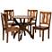Karla Walnut Brown Wood 5-Piece Dining Table and Chair Set