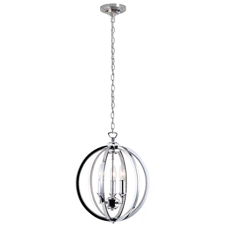 Image 1 Karland 14" Wide 3 Light Crystal Studded Banding Chrome Chandelier
