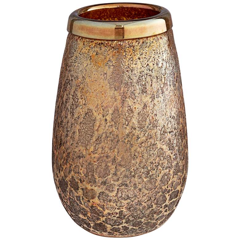 Image 1 Karleen Orange 11" High Textured Modern Glass Vase
