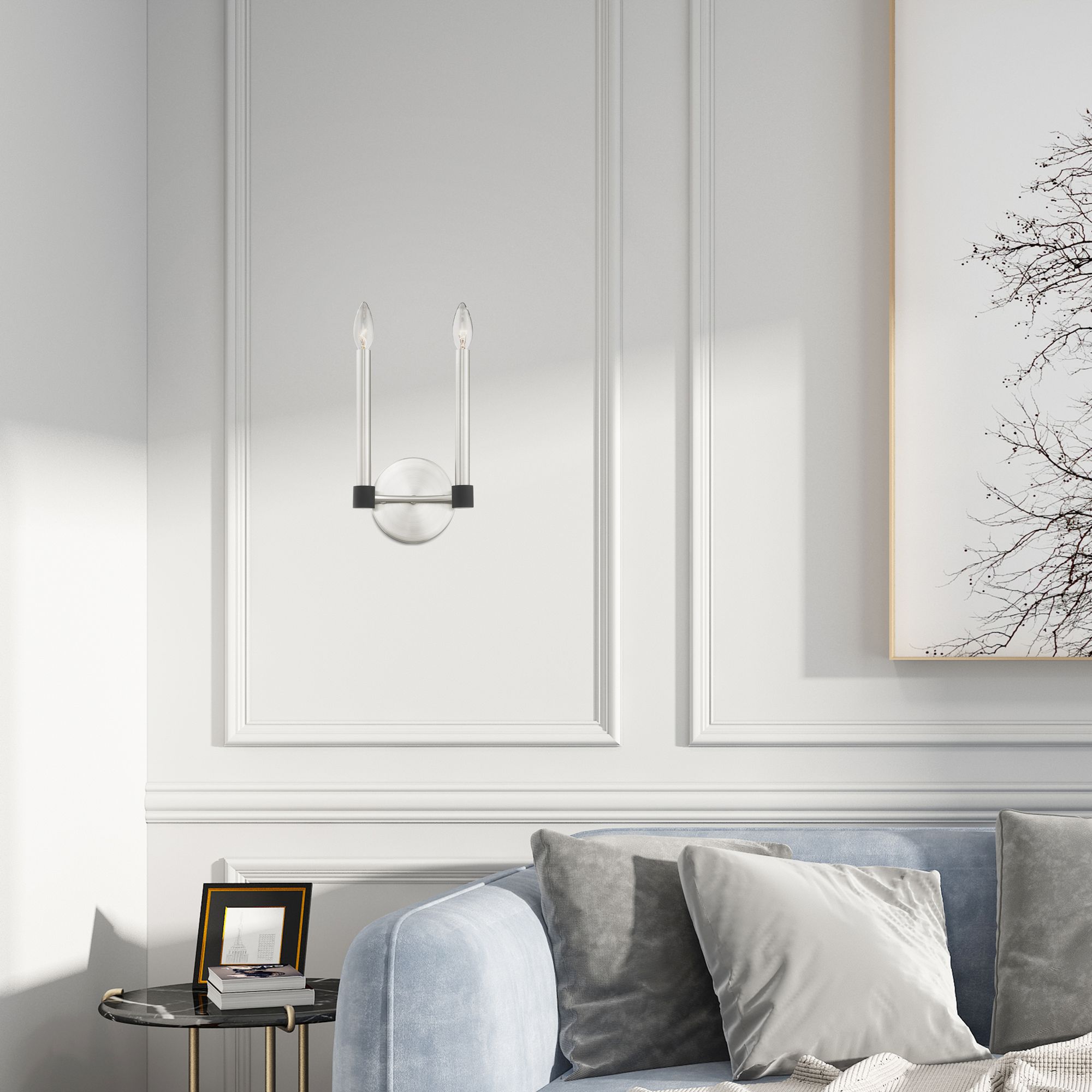 Karlstad 2 Light Brushed Nickel Wall Sconce