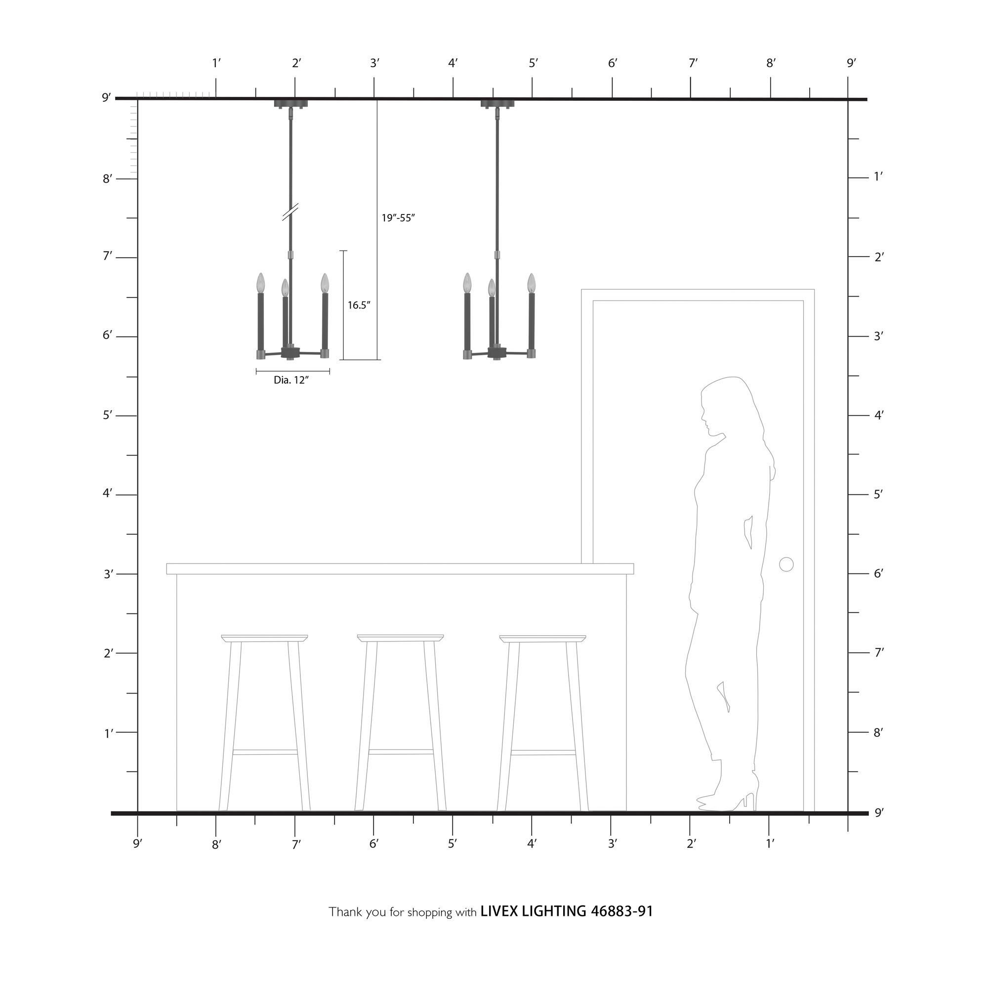 Karlstad 3 Light Brushed Nickel Chandelier