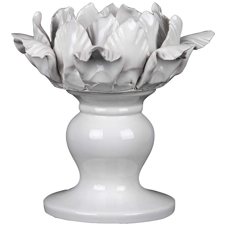 Image 1 Karlyn White Ceramic Flower Tealight Candle Holder