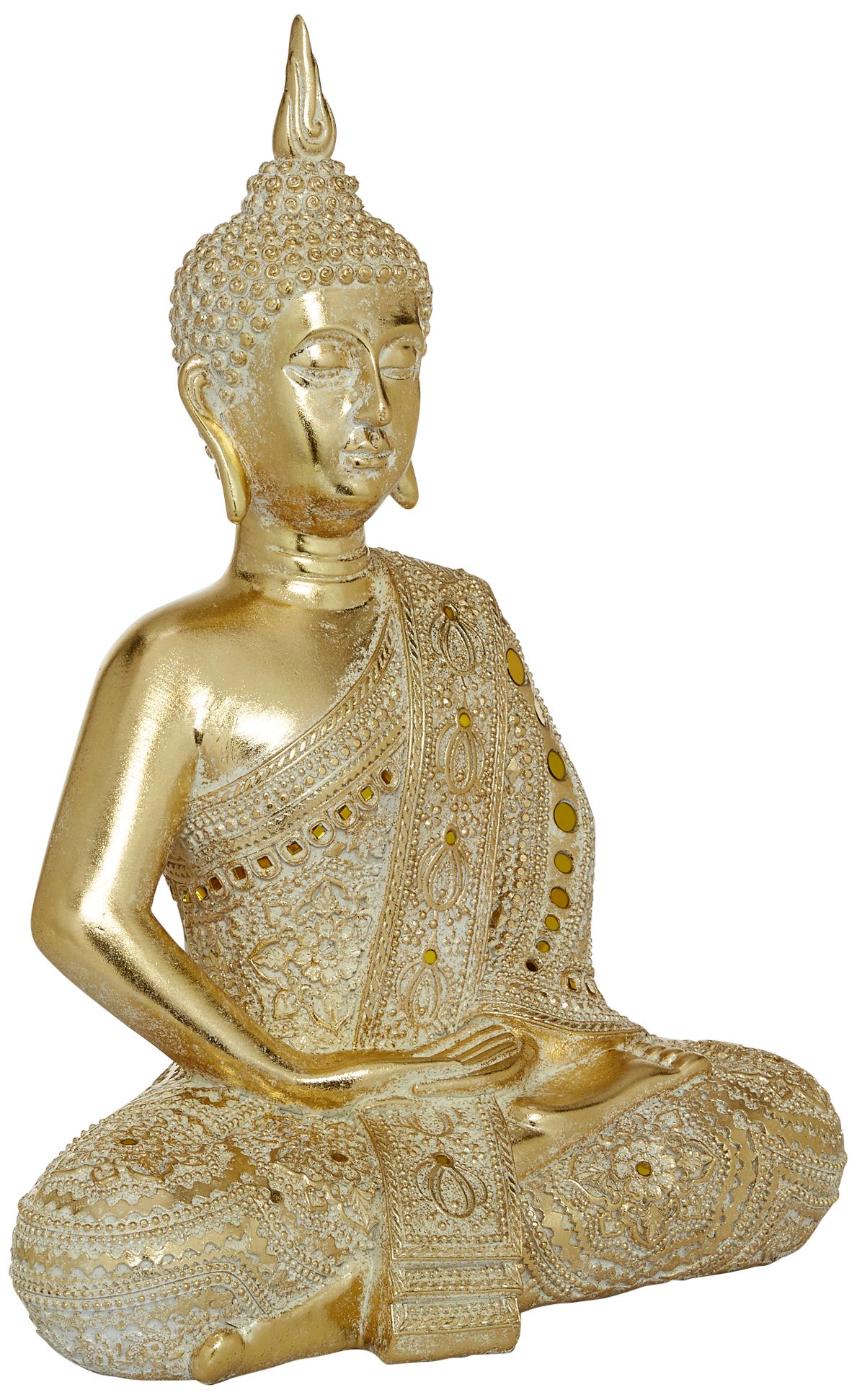 Karma 19 1/2" High Matte Gold Mirrored Buddha Statue