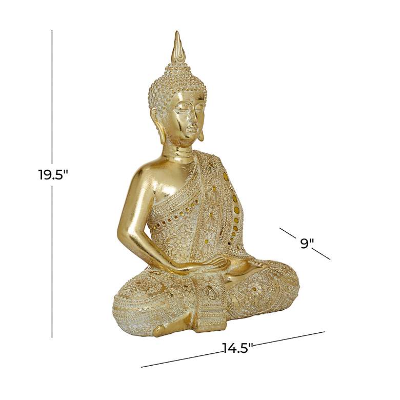 Image 7 Karma 19 1/2" High Matte Gold Mirrored Buddha Statue more views