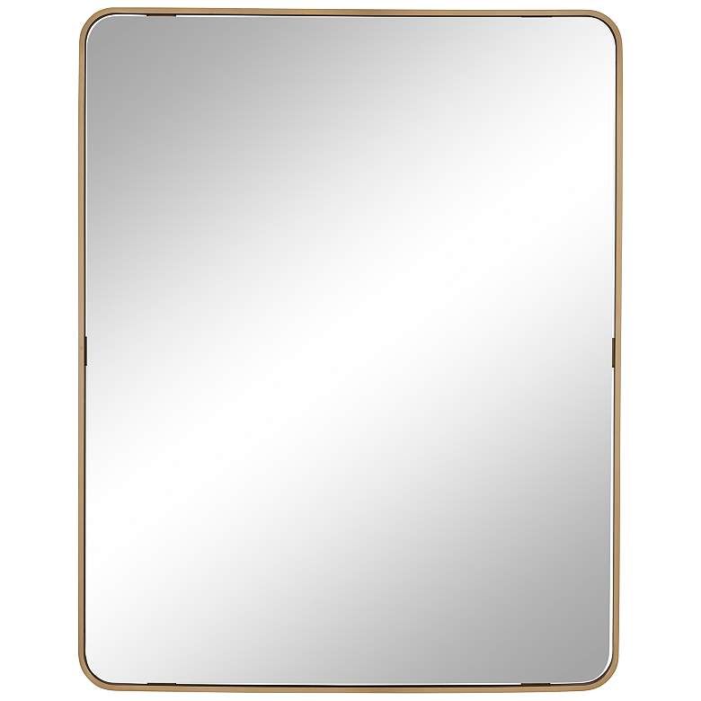 Image 1 Karnak Brushed Brass Metal 36 inch x 45 inch Rectangular Wall Mirror