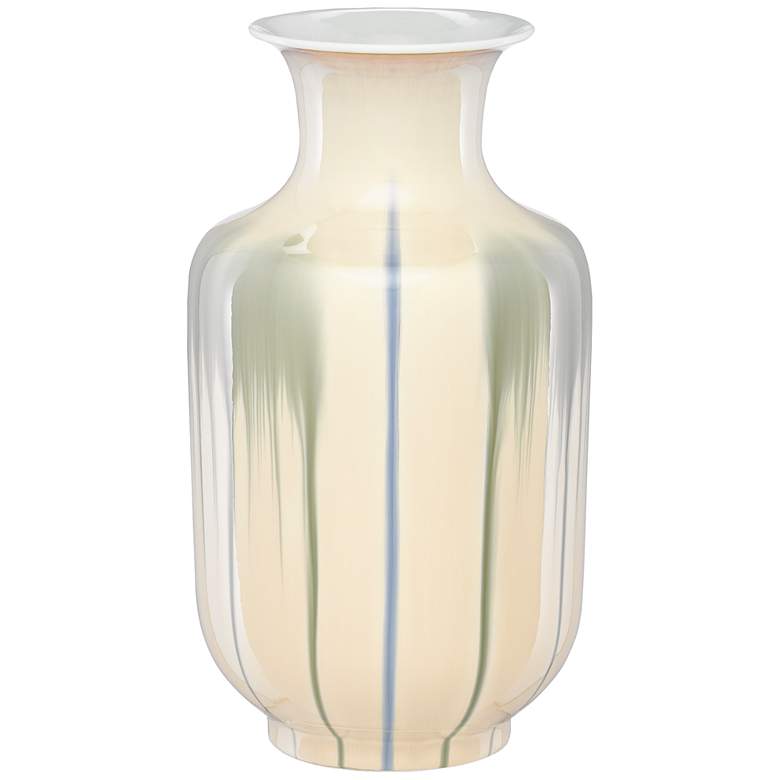 Image 1 Karoo Cream and Artichoke Green 16" High Porcelain Vase