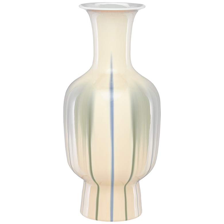 Image 1 Karoo Cream and Artichoke Green 19 3/4 inch High Porcelain Vase