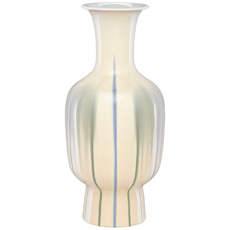 Image 1 Karoo Cream and Artichoke Green 19 3/4" High Porcelain Vase