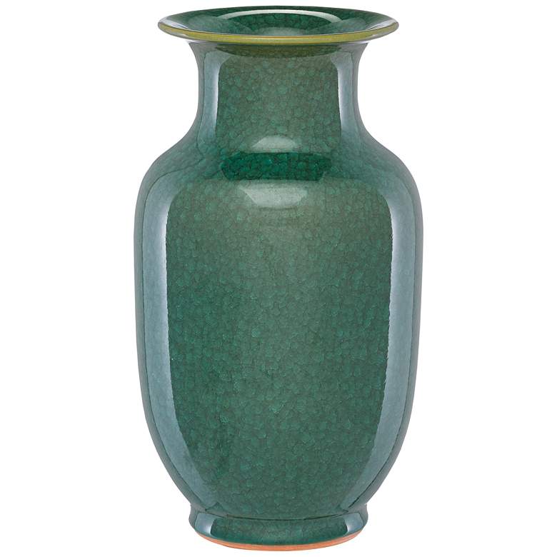 Image 1 Karoo Crystalized Green 15 3/4 inchH Porcelain Decorative Vase