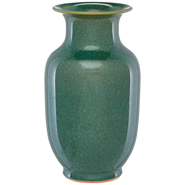 Image 1 Karoo Crystalized Green 15 3/4"H Porcelain Decorative Vase