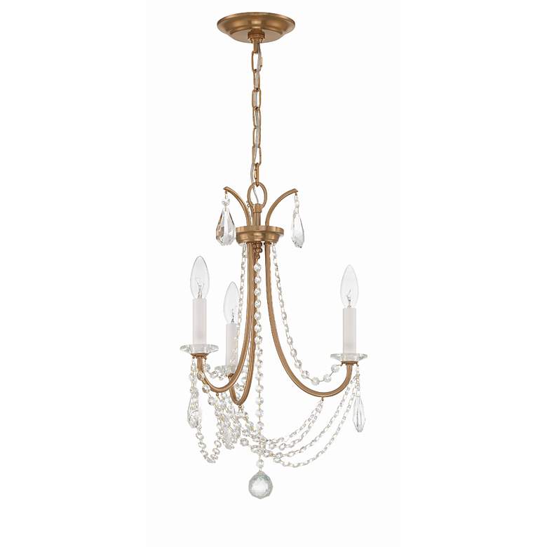 Image 4 Karrington 14" Wide Antique Brass 3-Light Mini Chandelier more views