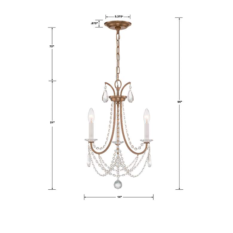 Image 5 Karrington 14" Wide Antique Brass 3-Light Mini Chandelier more views