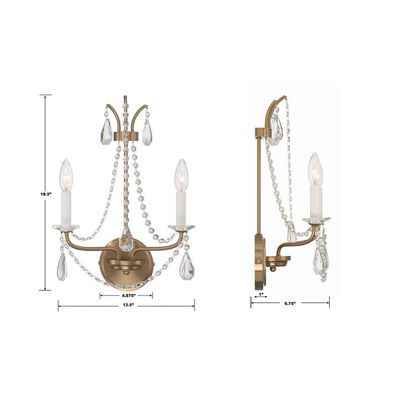 Image 5 Karrington 2 Light Aged Brass Wall Mount more views