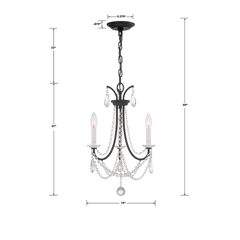 Image 5 Karrington 3 Light Matte Black Mini Chandelier more views