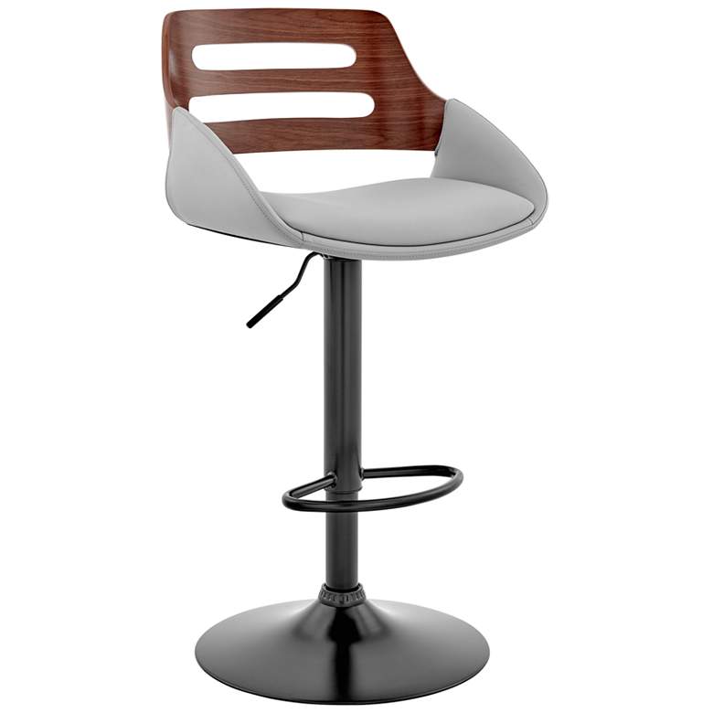 Image 1 Karter Adjustable Barstool in Black Finish with Gray Faux Leather