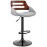 Karter Adjustable Barstool in Black Finish with Gray Faux Leather