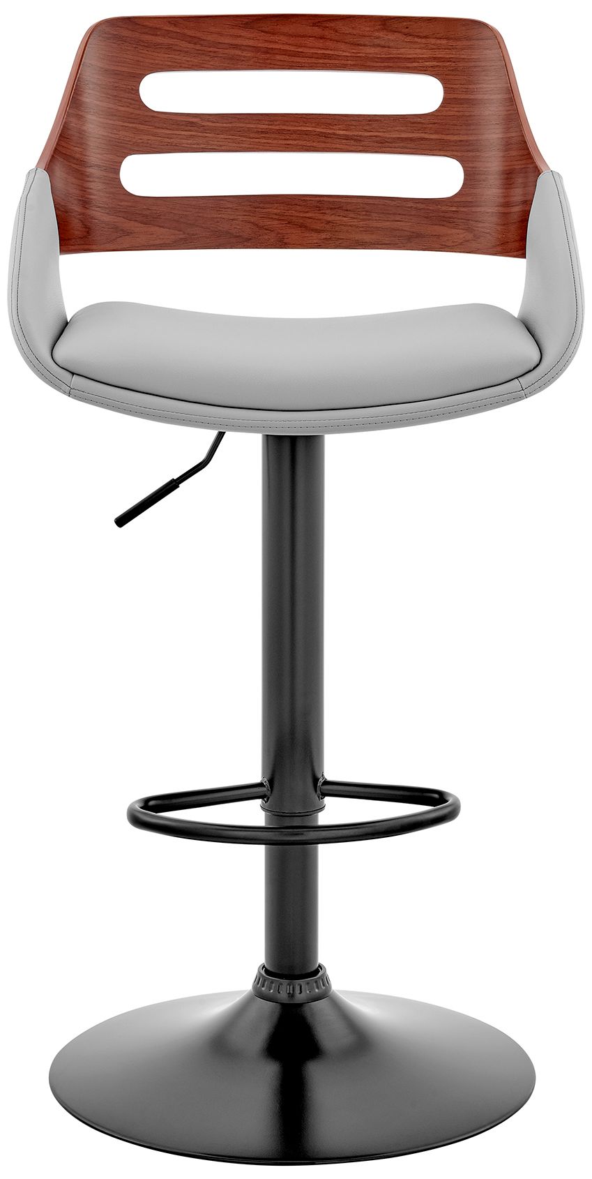 Image 3 Karter Adjustable Barstool in Black Finish with Gray Faux Leather more views