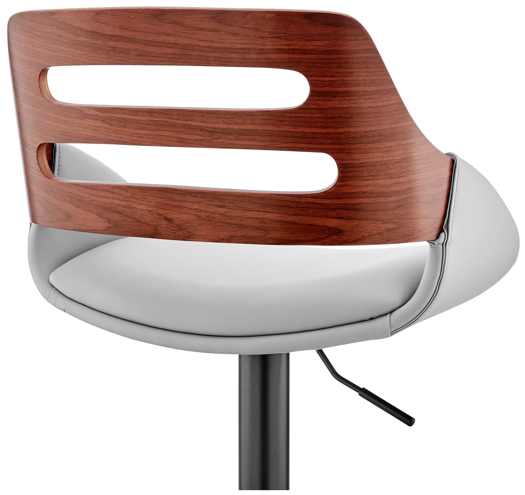 Karter Adjustable Barstool in Black Finish with Gray Faux Leather