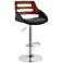 Karter Adjustable Barstool in Chrome Finish with Black Faux Leather