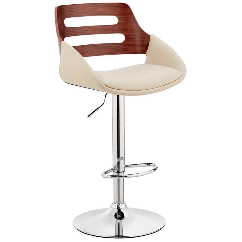 Image 1 Karter Adjustable Barstool in Chrome Finish with Cream Faux Leather