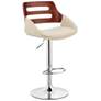 Karter Adjustable Barstool in Chrome Finish with Cream Faux Leather