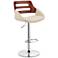 Karter Adjustable Barstool in Chrome Finish with Cream Faux Leather