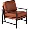 Karynmere Black Metal and Brown Faux Leather Accent Chair