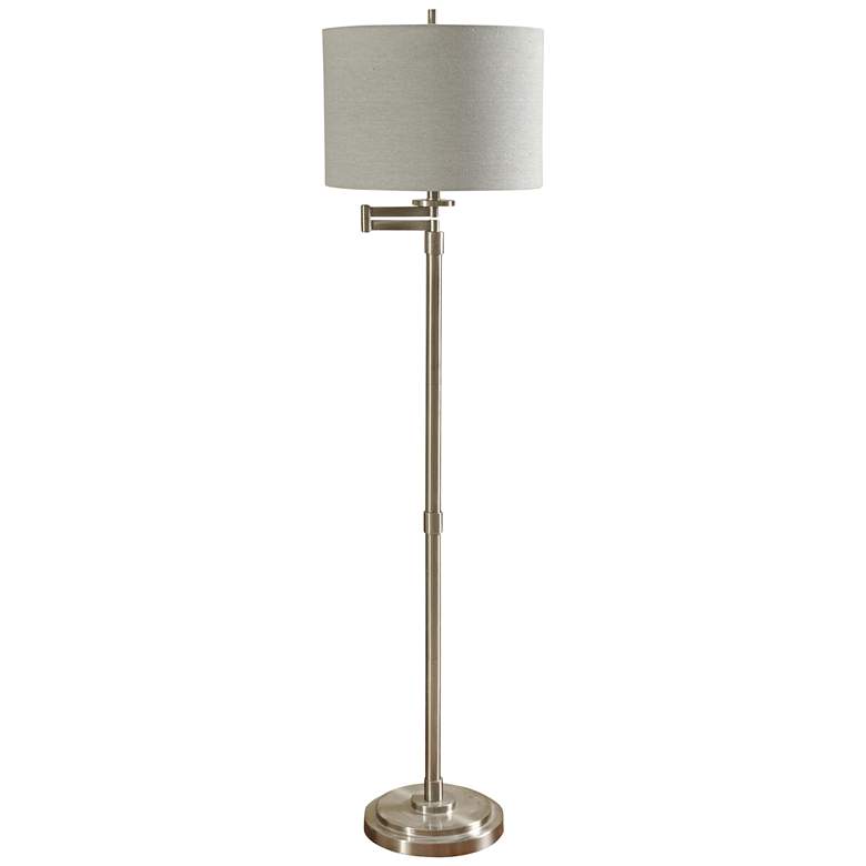 Image 2 Kasaday 62 inch High Brushed Steel Swing Arm Floor Lamp