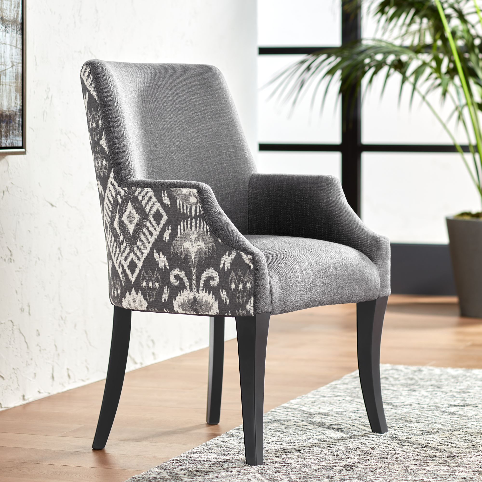 Gray upholstered store dining chairs