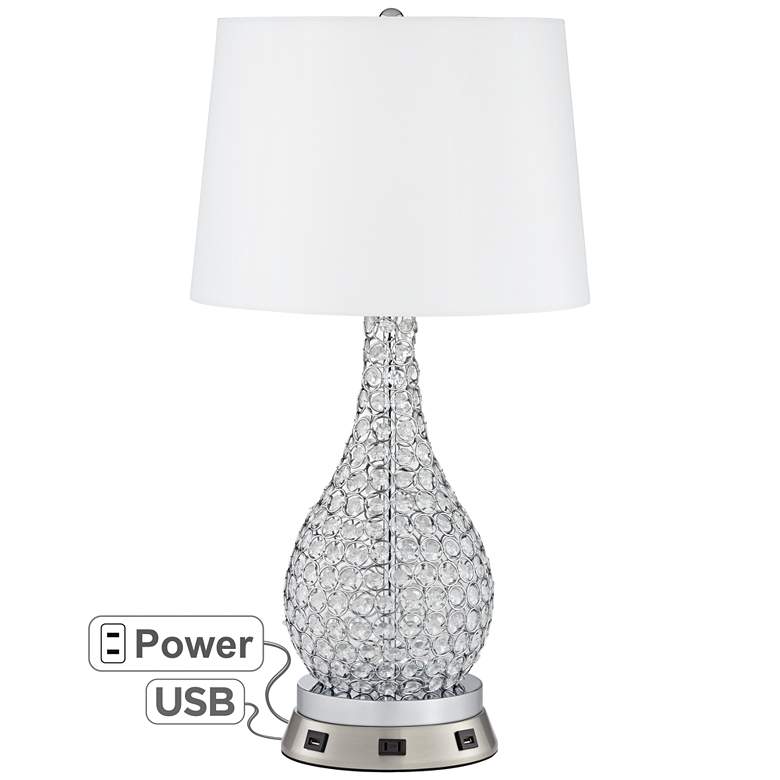 Image 1 Kasey Beaded Gourd Table Lamp with USB Workstation Base