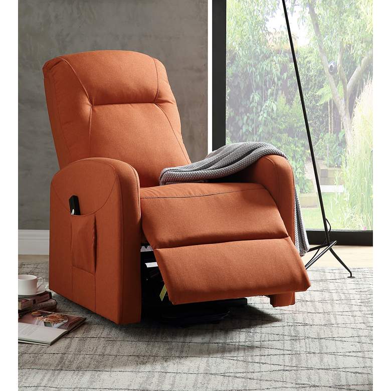 Image 1 Kasia Orange Linen Adjustable Power Lift Recliner