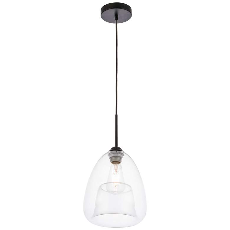 Image 2 Kason 1 Lt Black And Clear Glass Pendant