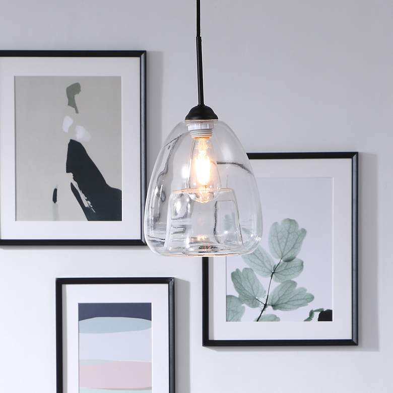 Image 1 Kason 1 Lt Black And Clear Glass Pendant