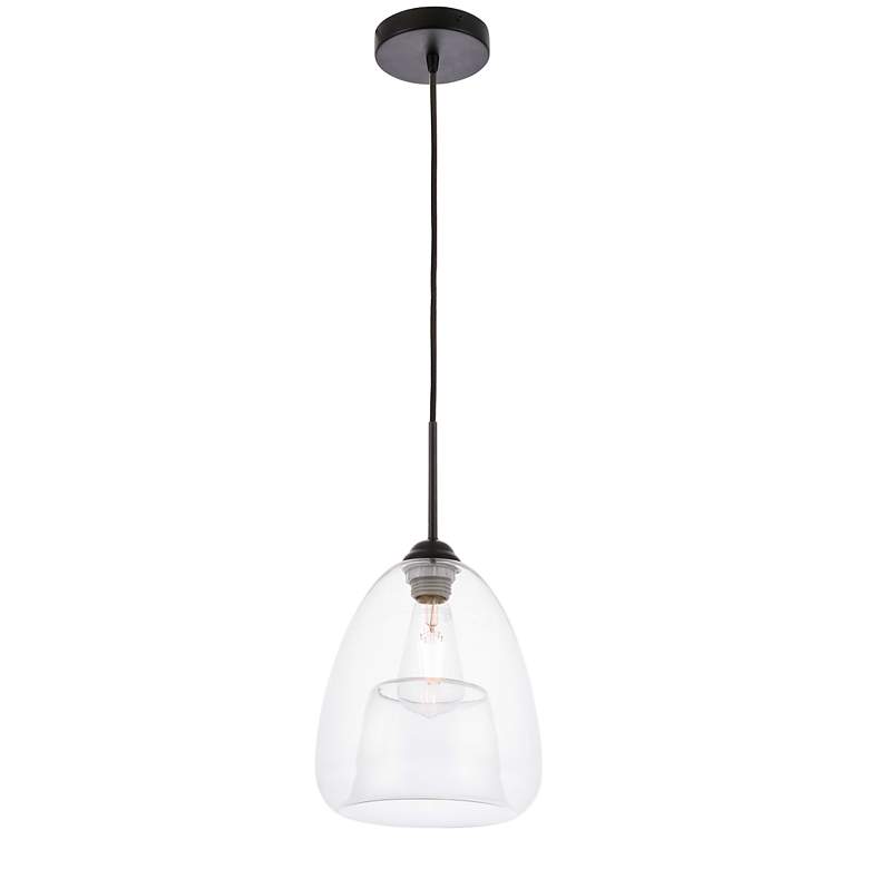 Image 5 Kason 1 Lt Black And Clear Glass Pendant more views