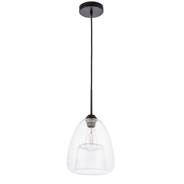 Image 6 Kason 1 Lt Black And Clear Glass Pendant more views