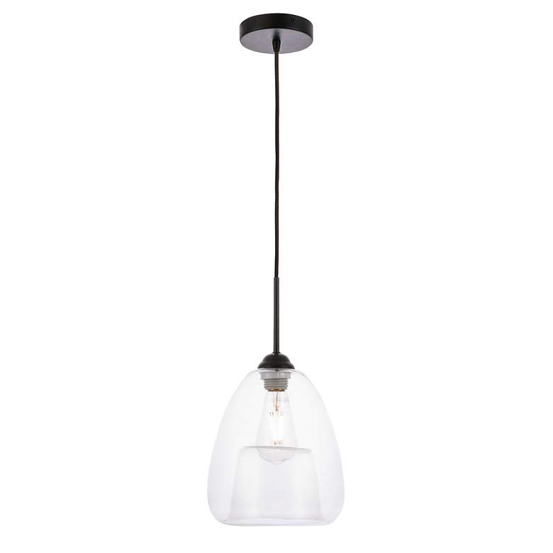 Image 7 Kason 1 Lt Black And Clear Glass Pendant more views