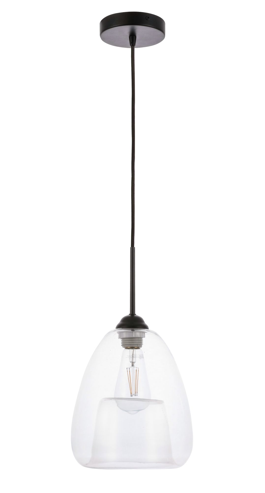 Kason 1 Lt Black And Clear Glass Pendant