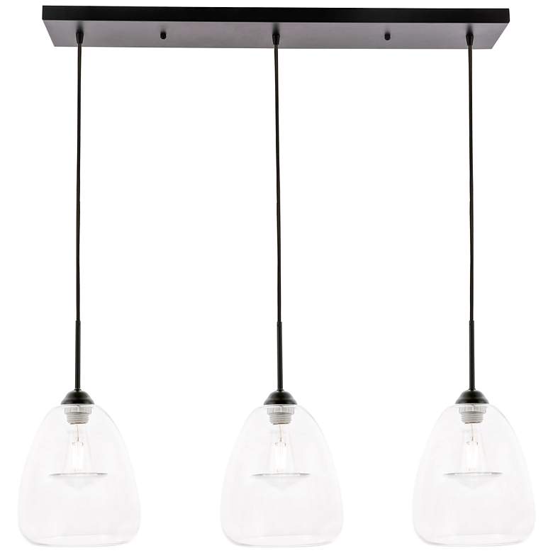 Image 2 Kason 3 Lt Black And Clear Glass Pendant