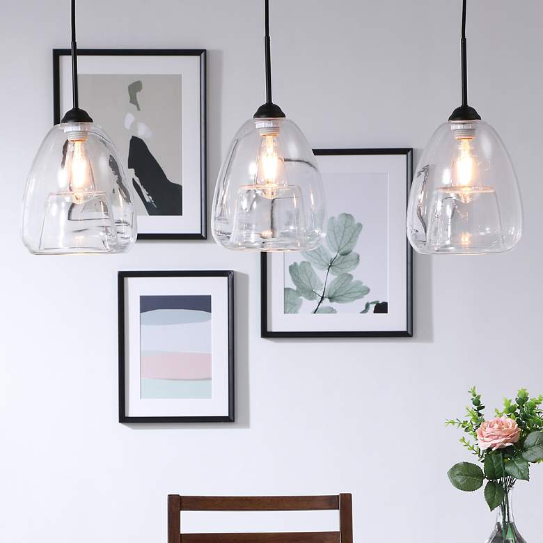 Image 1 Kason 3 Lt Black And Clear Glass Pendant
