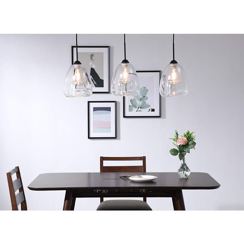 Image 3 Kason 3 Lt Black And Clear Glass Pendant more views