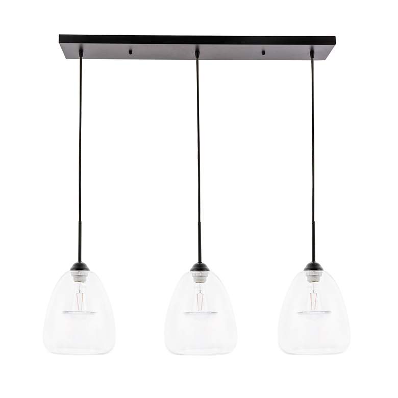 Image 4 Kason 3 Lt Black And Clear Glass Pendant more views