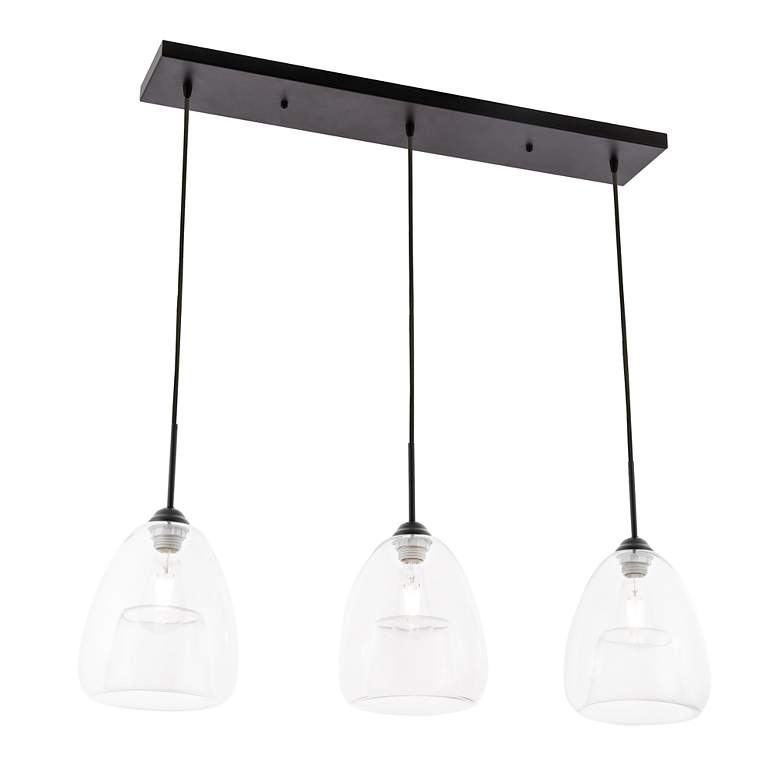 Image 5 Kason 3 Lt Black And Clear Glass Pendant more views