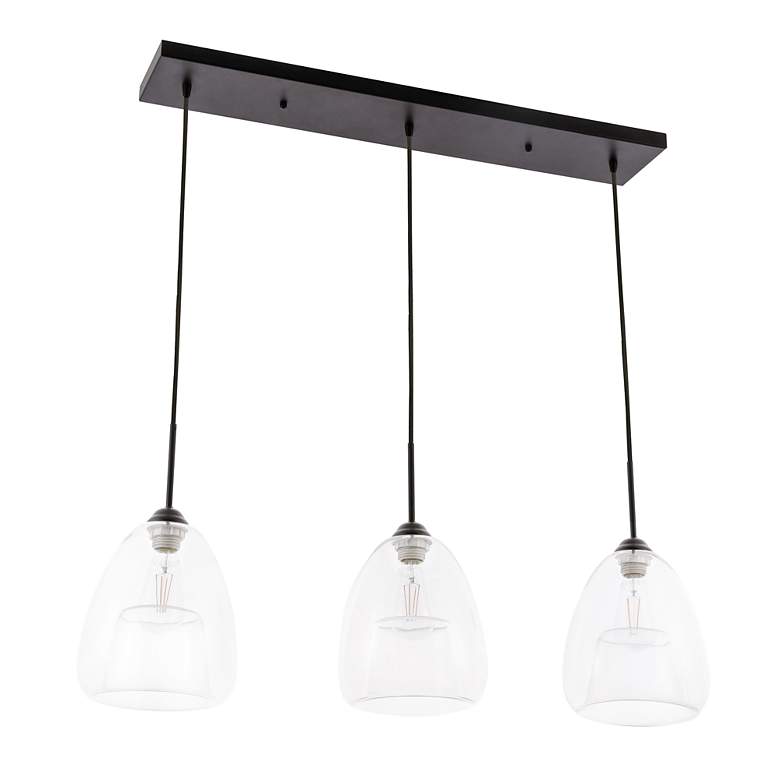 Image 6 Kason 3 Lt Black And Clear Glass Pendant more views