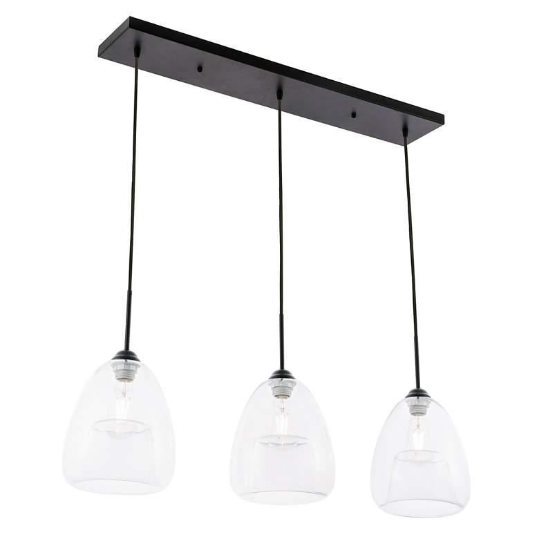 Image 7 Kason 3 Lt Black And Clear Glass Pendant more views