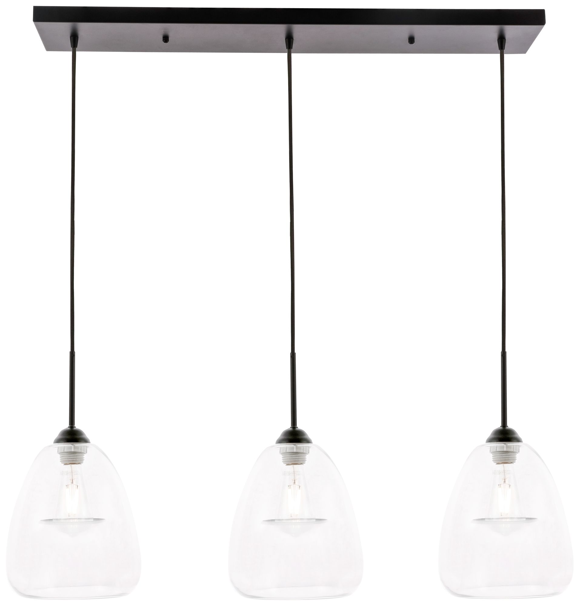 Image 2 Kason 35 3/4" Wide Black 3-Light Linear Pendant